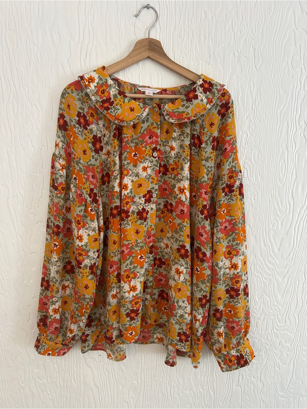 Jillian Harris Button Down Floral Blouse Peter Pan Collar 3X Boho Cottagecore